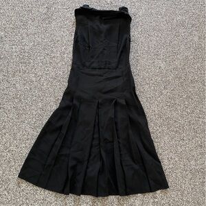 Prada Italy Black Back Bow Neck Pleated Skirt Dress 40